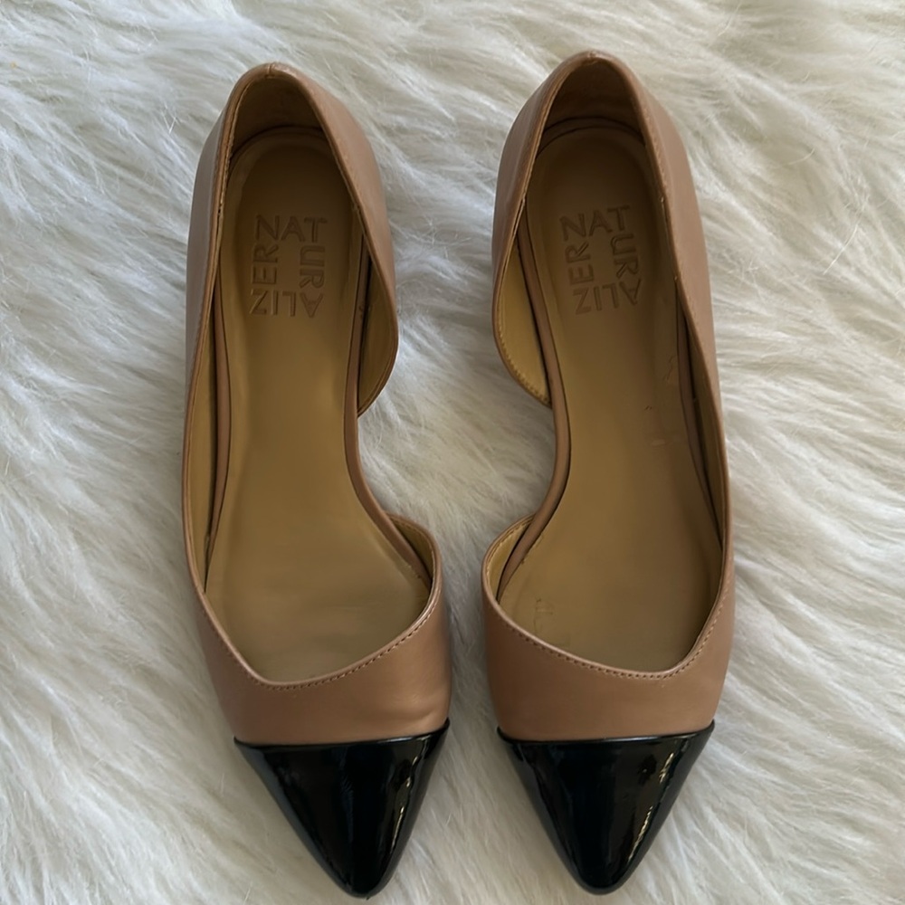 Naturalizer cap toe d’orsay flats kitten heel heels black tan beige 6M shoes 6